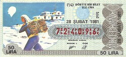 28 Şubat 1981 Piyango Bileti Çeyrek Bilet PYB6344 - Gökçekoleksiyon