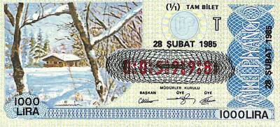 28 Şubat 1985 Piyango Bileti Tam Bilet PYB6137 - 1
