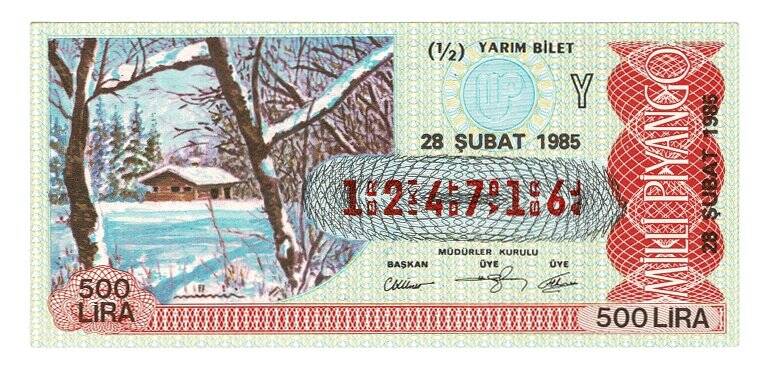 28 Şubat 1985 Piyango Bileti Yarım Bilet PYB5060 - 1