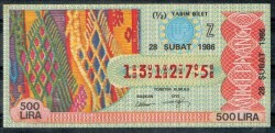 28 Şubat 1986 Piyango Bileti Yarım Bilet PYB267 - Gökçekoleksiyon