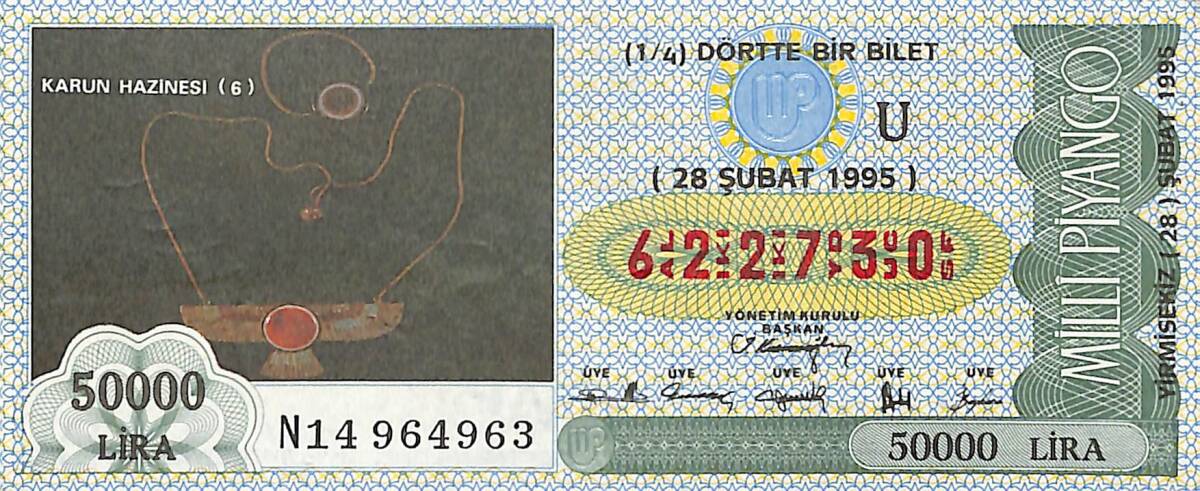 28 Şubat 1995 Piyango Bileti Dörtte Bir Bilet PYB6772 - 1