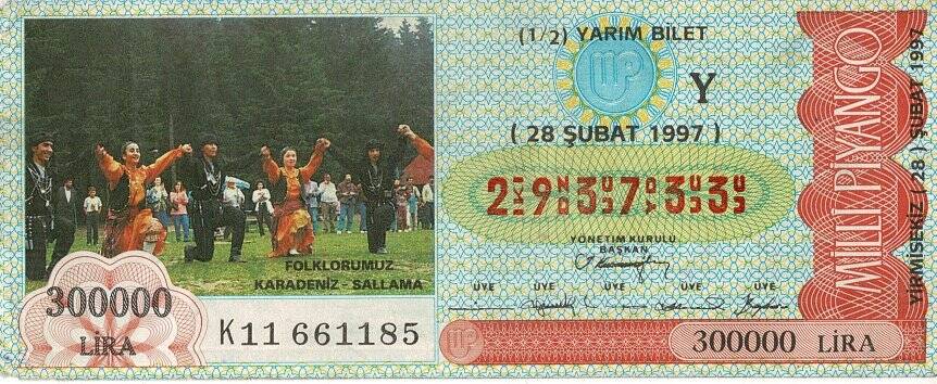 28 Şubat 1997 (Y) Folklorumuz Karadeniz Sallama (12) Yarım Bilet PYB5594 - 1