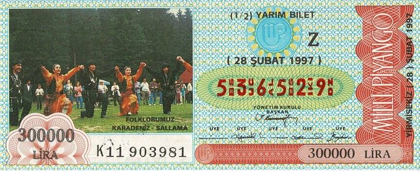 28 Şubat 1997 (Z) Folklorumuz Karadeniz Sallama (12) Yarım Bilet PYB5593 - 1