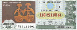 28 Şubat 1999 Piyango Bileti Dörtte Bir Bilet PYB6516 - Gökçekoleksiyon