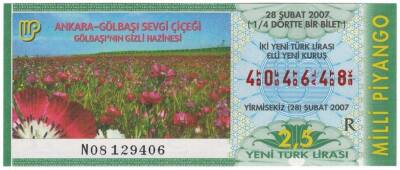 28 Şubat 2007 Çeyrek Bilet PYB3483 - 1