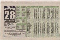 28 Şubat 2007 Takvim Yaprağı EFM(N)5689 - 1