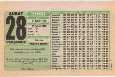 28 Şubat 2008 Takvim Yaprağı EFM(N)5604 - 3