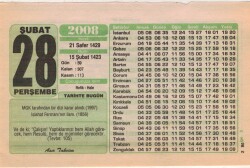 28 Şubat 2008 Takvim Yaprağı EFM(N)5604 - 2