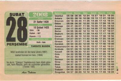 28 Şubat 2008 Takvim Yaprağı EFM(N)5604 - 2