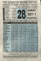 28 Şubat 2011 Takvim Yaprağı - Doğum Günü Hediyesi EFM(N)7581 - Gökçekoleksiyon