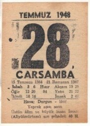 28 Temmuz 1948 Takvim Yaprağı EFM(N)1443 - 3