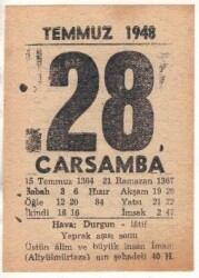 28 Temmuz 1948 Takvim Yaprağı EFM(N)1443 - 2