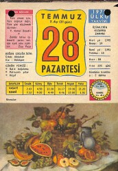 28 Temmuz 1975 Takvim Yaprağı - Doğum Günü Hediyesi EFM(N)9292 - Gökçekoleksiyon