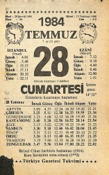 28 Temmuz 1984 Takvim Yaprağı - Doğum Günü Hediyesi EFMN15784 - Gökçekoleksiyon