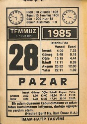 28 Temmuz 1985 Takvim Yaprağı - Doğum Günü Hediyesi EFMN15716 - Gökçekoleksiyon