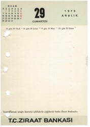 29 - 30 Aralık 1973 Takvim Yaprağı EFM1290 - 1