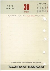29 - 30 Aralık 1973 Takvim Yaprağı EFM1290 - 2