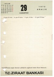 29 - 30 Aralık 1973 Takvim Yaprağı EFM1290 - 3