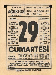 29 Ağustos 1970 Takvim Yaprağı - Doğum Günü Hediyesi EFM(N)9696 - 2