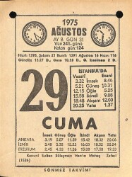 29 Ağustos 1975 Takvim Yaprağı - Doğum Günü Hediyesi EFM(N)9665 - 1