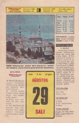 29 Ağustos 1978 Takvim Yaprağı -Doğum Günü Hediyesi EFM(N)6250 - Gökçekoleksiyon