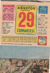29 Ağustos 1981 Takvim Yaprağı EFM(N)2769 - 3