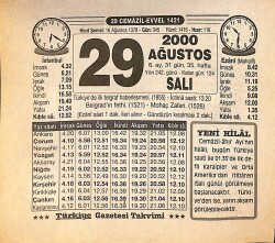 29 Ağustos 2000 Takvim Yaprağı - Doğum Günü Hediyesi EFMN14262 - Gökçekoleksiyon