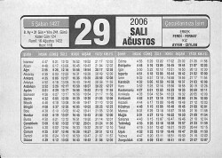 29 Ağustos 2006 Takvim Yaprağı - Doğum Günü Hediyesi EFMN14176 - Gökçekoleksiyon