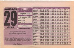 29 Ağustos 2008 Takvim Yaprağı EFM(N)2555 - 1
