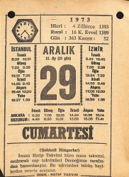 29 Aralık 1973 Takvim Yaprağı - Doğum Günü Hediyesi EFMN13658 - Gökçekoleksiyon
