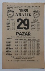 29 Aralık 1985 Takvim Yaprağı - Doğum Günü Hediyesi EFM(N)6874 - Gökçekoleksiyon