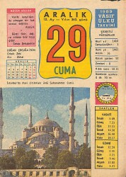 29 Aralık 1989 Takvim Yaprağı - Doğum Günü Hediyesi EFMN13791 - Gökçekoleksiyon