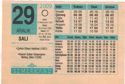 29 Aralık 2009 Takvim Yaprağı EFM(N)4403 - 2