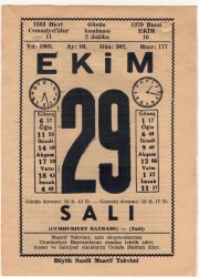 29 Ekim 1963 Takvim Yaprağı EFM(N)3581 - 3