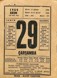 29 Ekim 1969 Takvim Yaprağı - Doğum Günü Hediyesi EFM(N)11840 - Gökçekoleksiyon