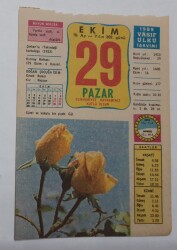 29 Ekim 1989 Takvim Yaprağı - Doğum Günü Hediyesi EFM(N)6573 - Gökçekoleksiyon