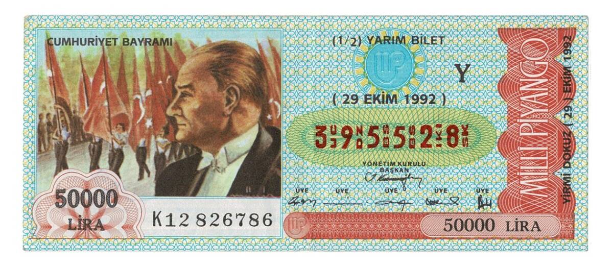29 Ekim 1992 Yarım Bilet PYB4342 - 1