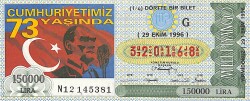 29 Ekim 1996 Piyango Bileti Dörtte Bir Bilet PYB6811 - Gökçekoleksiyon