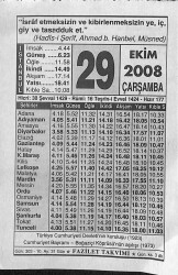 29 Ekim 2008 Takvim Yaprağı - Doğum Günü Hediyesi EFM(N)10671 - 1
