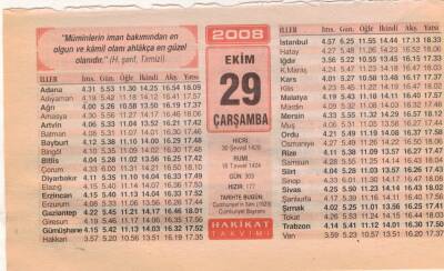 29 Ekim 2008 Takvim Yaprağı EFM(N)3246 - 1