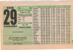 29 Ekim 2008 Takvim Yaprağı EFM(N)3277 - 3