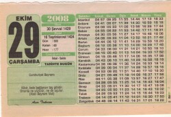 29 Ekim 2008 Takvim Yaprağı EFM(N)3277 - 2