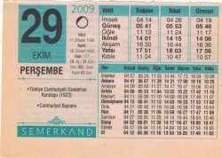 29 Ekim 2009 Takvim Yaprağı EFM(N)3308 - 3