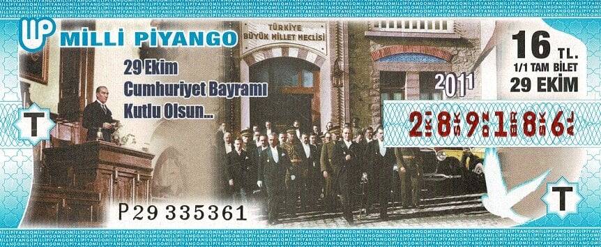 29 Ekim 2011 (T) Cumhuriyet Bayramı (11) Tam Bilet PYB5784 - 1