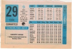 29 Ekim 2011 Takvim Yaprağı EFM(N)1347 - 2
