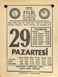 29 Eylül 1975 Takvim Yaprağı - Doğum Günü Hediyesi EFM(N)12517 - Gökçekoleksiyon