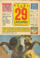 29 Eylül 1982 Takvim Yaprağı - Doğum Günü Hediyesi EFM(N)12443 - Gökçekoleksiyon