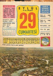 29 Eylül 1984 Takvim Yaprağı - Doğum Günü Hediyesi EFMN14837 - Gökçekoleksiyon