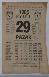 29 Eylül 1985 Takvim Yaprağı - Doğum Günü Hediyesi EFM(N)6833 - Gökçekoleksiyon