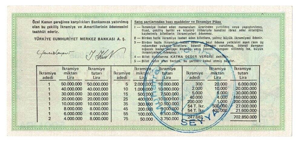29 Eylül 1985 Yarım Bilet PYB4346 - 2